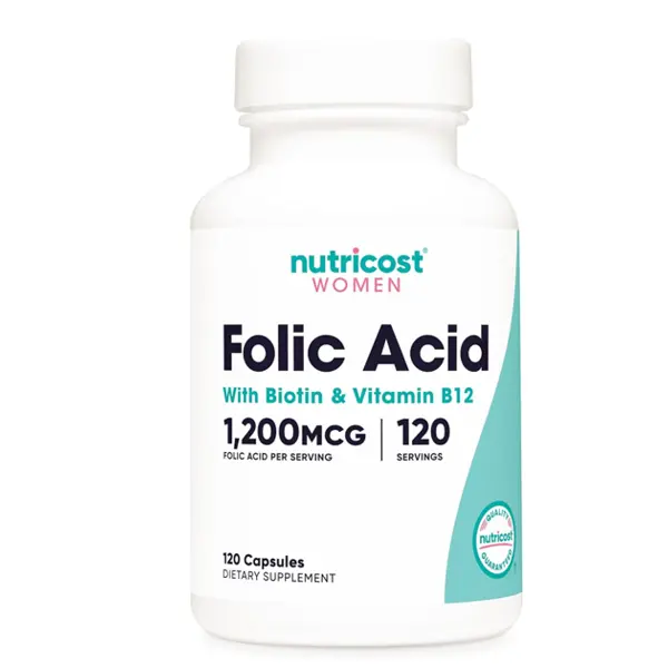 Nutricost Folic Acid for Women Vitamin B9 1200 mcg Capsules